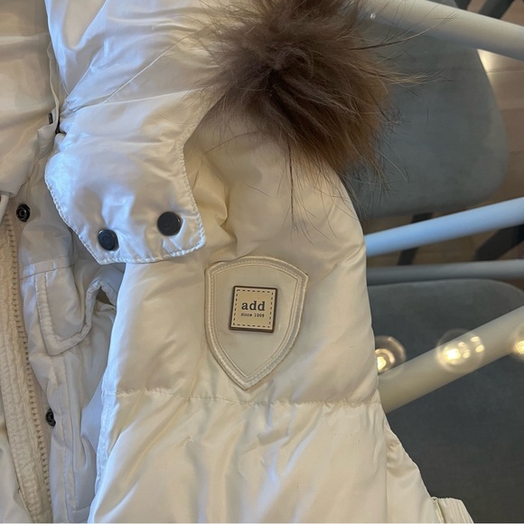 White Women's Jacket with Fur Hood - Picture 3 of 3